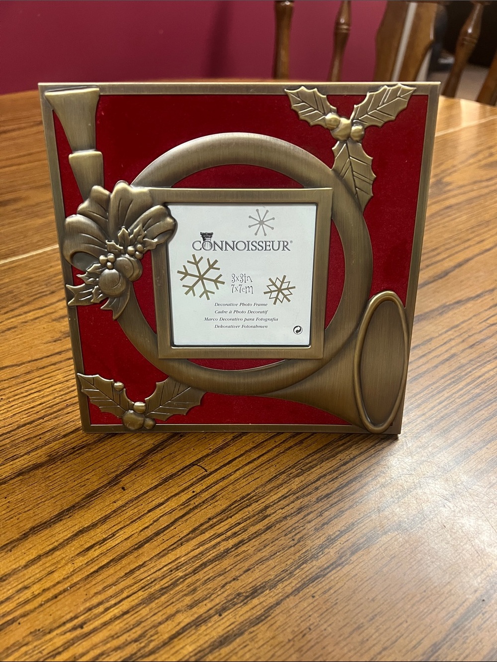 Red and Antique Gold Holiday Picture Frame